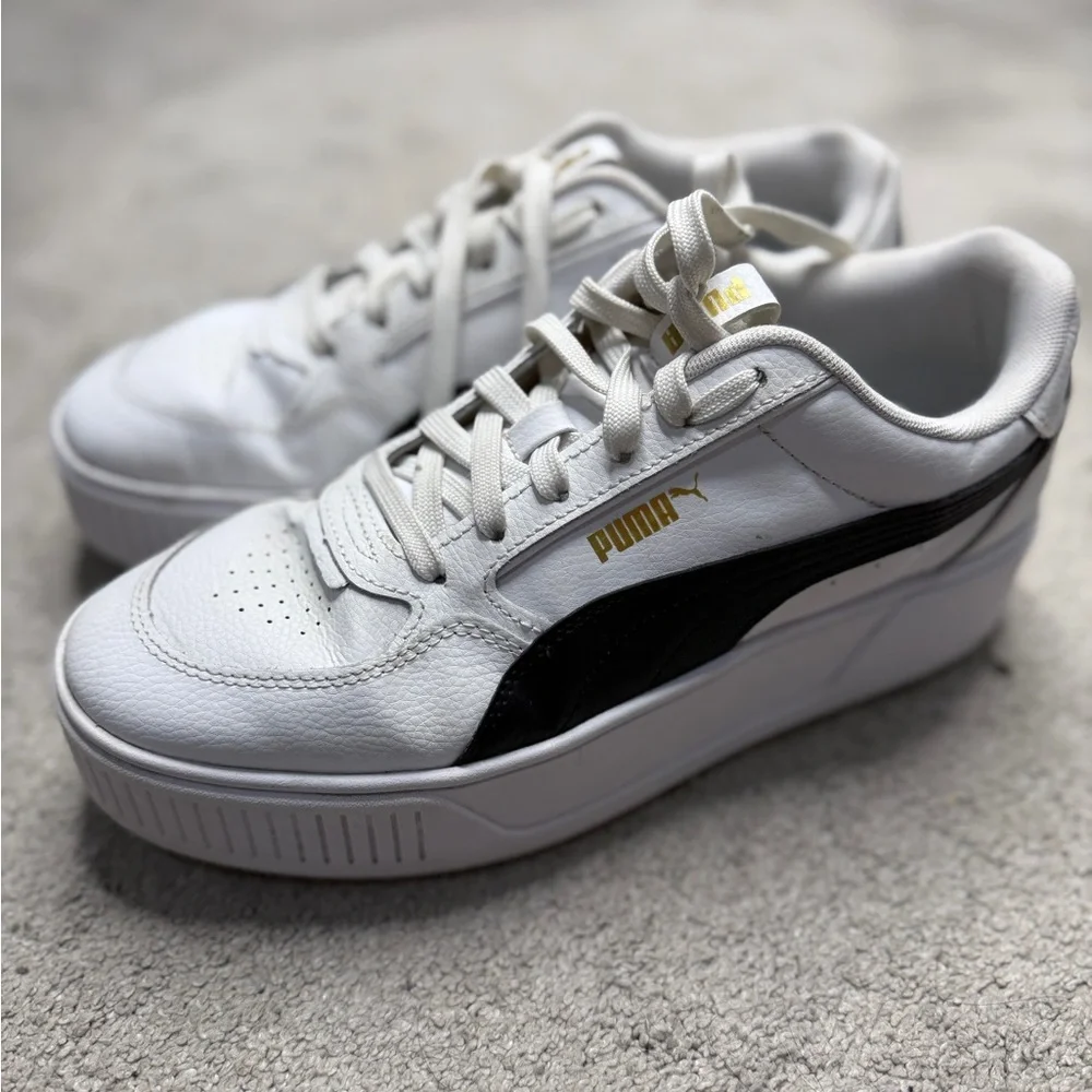 Puma Smash Platform V3 Women’s Size 10 – White/Black/Gold Leather Sneakers